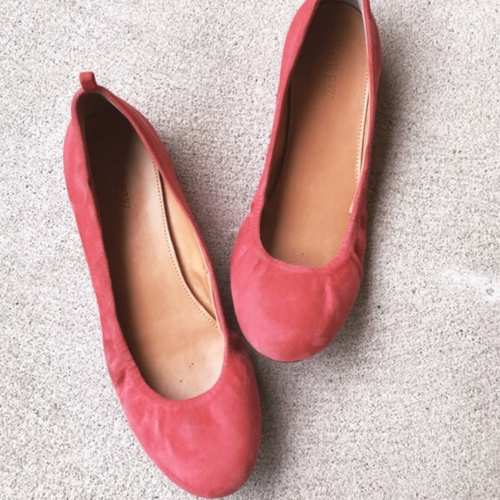 J. Crew Anya Suede Ballet Flat in Bohemian Red